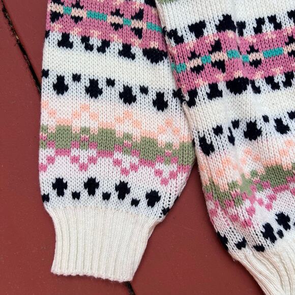 Vintage Clifton Place Fair Isle Pattern Mock Neck Knit Nordic Sweater L Flowery - Picture 5 of 9